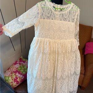 Elegant Cream Lace Kids Dress
